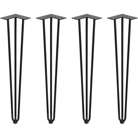 Spiel 3 Vieren Hairpin Tischhöhe 710mm Stäbe schwarz lackiert Emuca