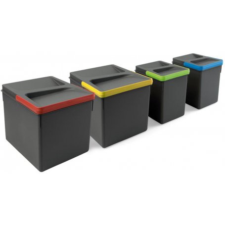 Recycle Küchenschubladen Höhe 216 2x12 + 2x6 Kunststoff anthrazitgrau Emuca