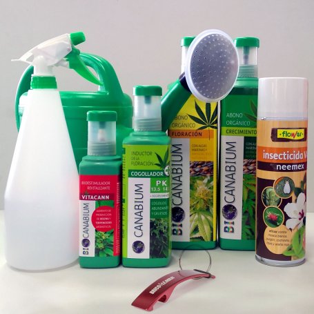 Pack 4 Produkte Canabium für Cannabisanbau natürlich Spray insektizide 500ml + + + Dusche Spray 1L 5L