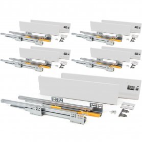 Set mit 5 Sets für Concept Küchenschubladen Höhe 138 mm Tiefe 350 mm Absenkautomatik Stahl weiß Emuca