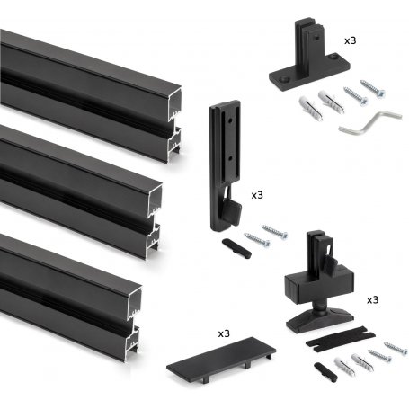 Zero Modular Frame Kit mit Hardware und 3 schwarzen L-Montageprofilen Emuca