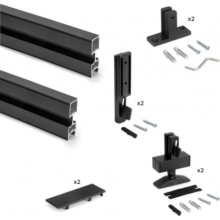 Zero Modular Frame Kit mit Hardware und 2 schwarzen L-Montageprofilen Emuca
