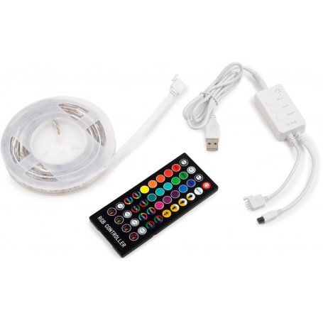 RGB Octans USB LED Strip Kit mit Fernbedienung und WIFI Steuerung über APP (5V DC) 4x0,5m Emuca