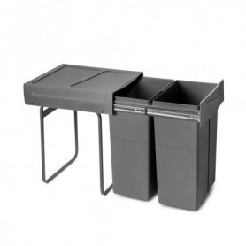 Contenedor reciclaje extracción manual 2x25L gris antracita para mueble cocina - Emuca