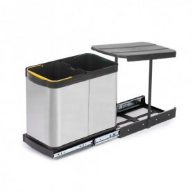 Contenedor reciclaje extracción dual 2x12L inox para mueble cocina Recycle Inox - Emuca