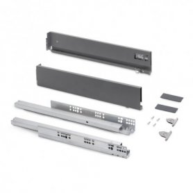 Cajón Vertex regulación 3D altura 93mm 40kg profundidad 450mm gris antracita - Emuca