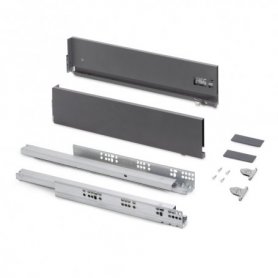 Cajón Vertex regulación 3D altura 131mm 40kg profundidad 450mm gris antracita - Emuca