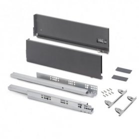 Cajón Vertex regulación 3D altura 178mm 40kg profundidad 450mm gris antracita - Emuca