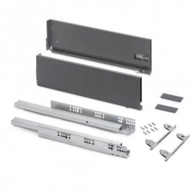 Cajón Vertex regulación 3D altura 178mm 40kg profundidad 350mm gris antracita - Emuca