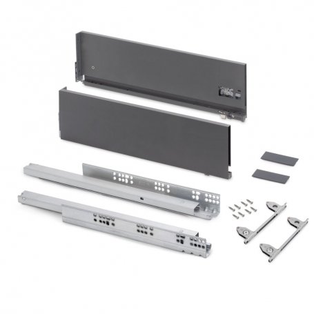 Cajón Vertex regulación 3D altura 178mm 40kg profundidad 350mm gris antracita - Emuca