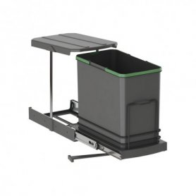 Contenedor reciclaje extracción dual 24L gris antracita mueble cocina - Emuca