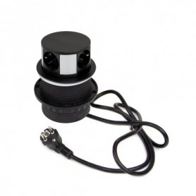 Multiconector Vertikal Push negro D.100mm 3 Schuko 1 USB-A 1 USB-C - Emuca