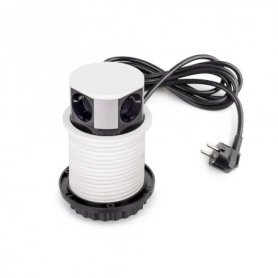 Multiconector Vertikal Push blanco D.100mm 3 Schuko 1 USB-A 1 USB-C - Emuca