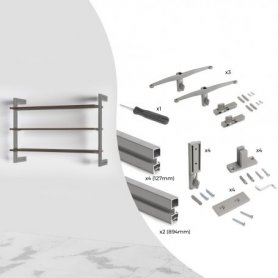 Kit Estructura Modular Zero con Herrajes para Fijación a Pared Aluminio Gris - Emuca