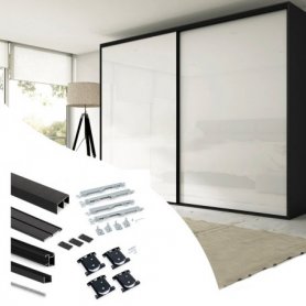 Kit Herrajes para Armario con 2 Puertas Correderas y Cierre Suave Placard 74 Negro - Emuca