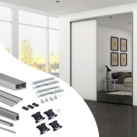 Kit Herrajes para Armario con 2 Puertas Correderas y Cierre Suave Placard 74 Sharp Anodizado - Emuca