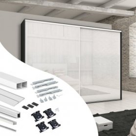 Kit Herrajes para Armario con 2 Puertas Correderas y Cierre Suave Placard 74 Sharp Blanco - Emuca