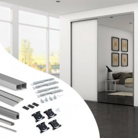 Kit Herrajes para Armario con 2 Puertas Correderas y Cierre Suave Placard 74 Sharp Negro - Emuca