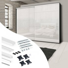 Kit Herrajes para Armario con 2 Puertas Correderas y Cierre Suave Flow Carriles Superficie 2.35m - Emuca