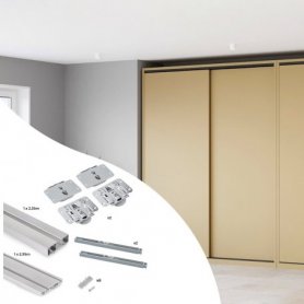 Kit Herrajes Armario 2 Puertas Correderas Flow Carriles 2.35m Anodizado - Emuca