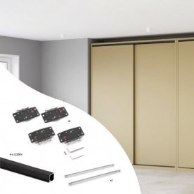 Kit Herrajes Armario 2 Puertas Correderas Flow2 Carriles 2.35m Negro - Emuca