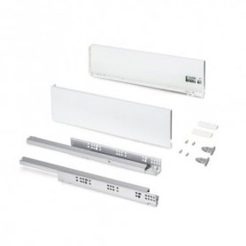Cajón Protone 30kg con guías de extracción total y cierre suave, 131mm, 500mm, Acero Blanco - Emuca