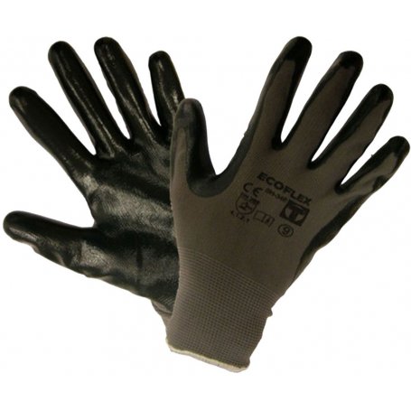 Ecoflex polyester à gants mécanique / gris nitrile / t vert / 8 3l