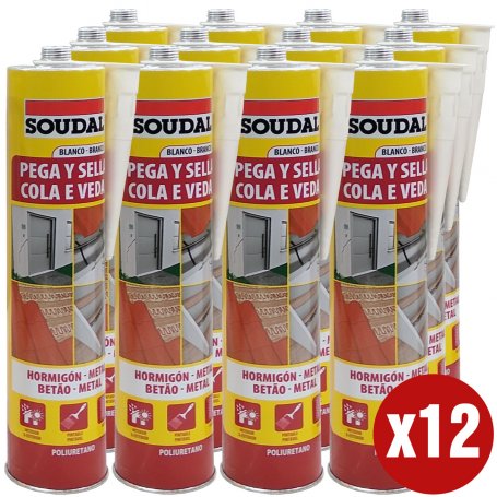 Mastic polyuréthanne 290ml pâte blanche et la boîte d'étanchéité 12 unités Soudal