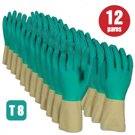 Lot de 12 paires de gants en latex taille 8 bicolor Cipisa