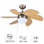 6 lames ventilateur de plafond en bois clair a 55W GSC Evolution