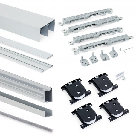 Système coulissant pour portes roulantes armoire inférieure 2 d'épaisseur des profilés en aluminium de 18 mm Emuca