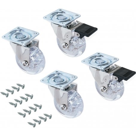 Kit 4 plaque de montage de roue et de plastique transparent acier Ø75mm Emuca