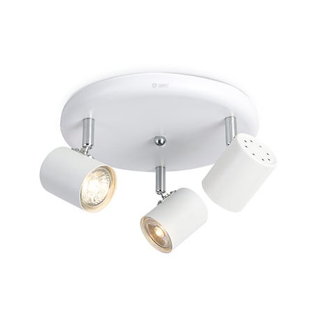 lampe de plafond circulaire avec trois projecteurs blancs GU10 articulés GSC Evolution