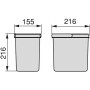 2 récipients pour la cuisine tiroir 2x6L hauteur 216mm anthracite Emuca