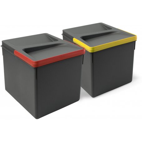 2 récipients pour la cuisine tiroir 2x12L hauteur 216mm anthracite Emuca