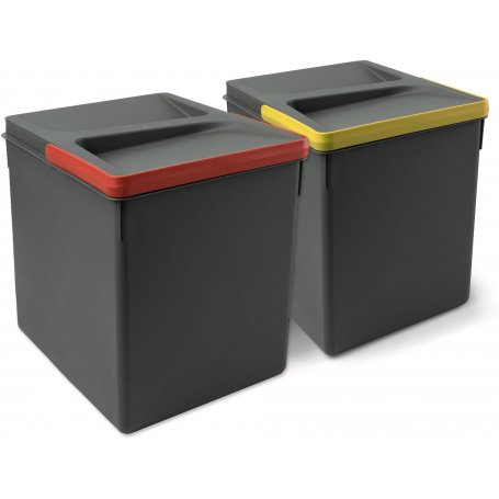 2 récipients pour la cuisine tiroir 2x15L hauteur 266mm anthracite Emuca