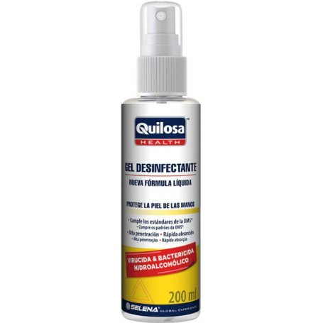 Gel hydroalcoolique désinfectant pour les mains 200ml main virucide et bactéricide Santé Quilosa