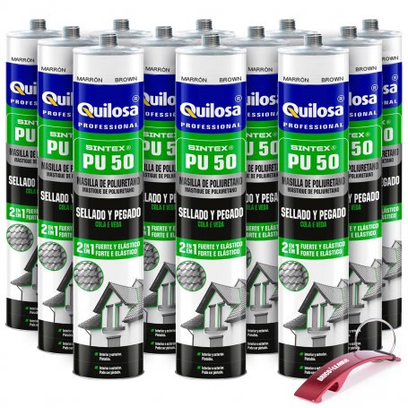 mastic polyuréthane SINTEX PU-50 d'étanchéité et le collage de la boîte brun 12 unités Quilosa