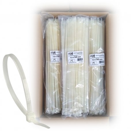 nylon blanc bride dentée 540x7.6 boîte 20 sachets de 100 unités / sac Kabra