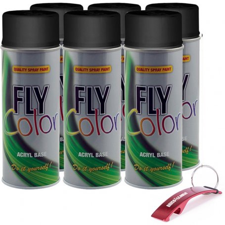 Fly Peinture RAL 9005 Couleur noir satiné 12 400ml canettes Motip