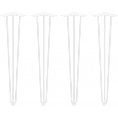 jeu 3 tiges en épingle à cheveux de quatre pattes peintes hauteur de table blanc 710mm Emuca