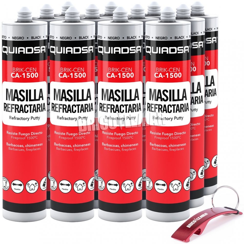 ▷ mastic réfractaire BRIK-CEN CA-1500 Quiadsa 12 cartouches boîte noire  300ml