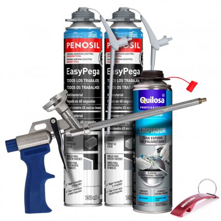 Cartouches 30 + 2 Kit Calibre Gun EasyPega mousse adhésif 750ml Penosil + mousse de frais de nettoyage 500ml Quilosa