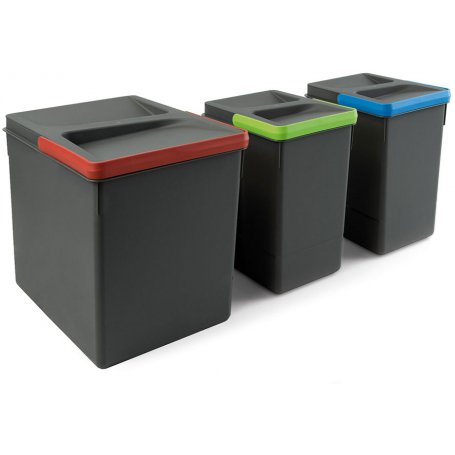 Bacs à tiroirs de cuisine recyclés Hauteur 266 1x15 + 2x7 plastique gris anthracite Emuca