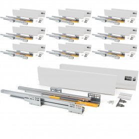 Pack de 10 kits pour tiroirs de cuisine Concept hauteur 138mm profondeur 500mm fermeture amortie acier blanc Emuca