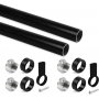 Kit barre pour armoire ronde Ø28 1,15m aluminium et zamak noir Emuca