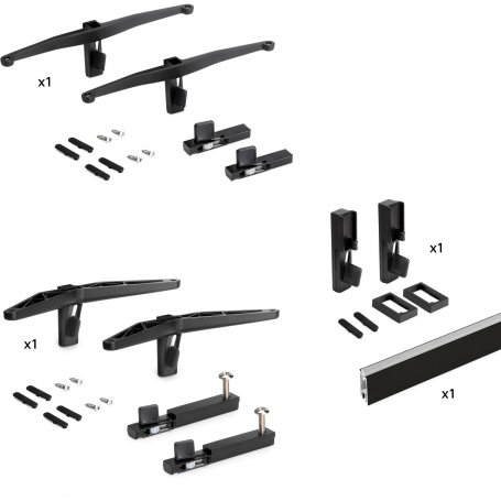 Kit zéro de supports pour module étagères en bois et barre de suspension noire Emuca