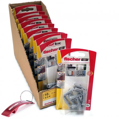 150 bouchons Fischer S 6mm - boîte 10 ampoules de 15 unités