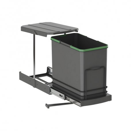 Contenedor reciclaje extracción dual 24L gris antracita mueble cocina - Emuca