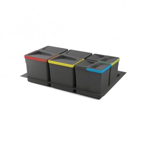 Kit reciclaje cajón cocina 2x12L 2x6L módulo 800mm altura 216mm - Emuca
